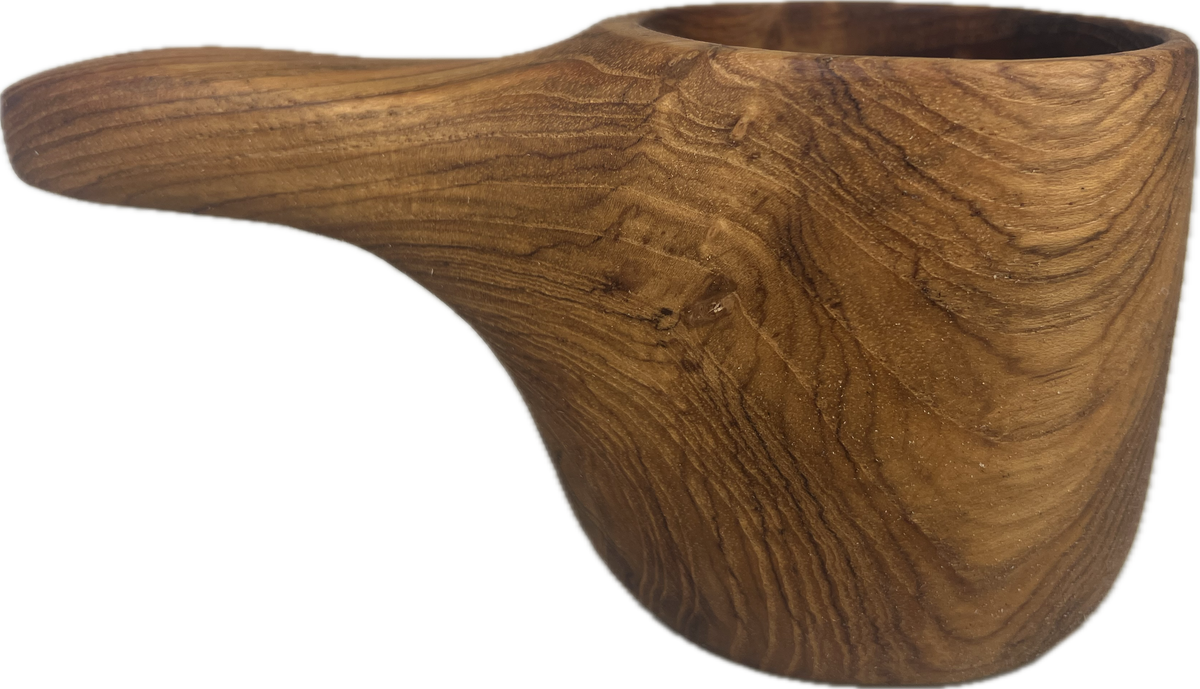 Handcrafted Teak Kuksa Coffee & Tea Mug – 12 oz