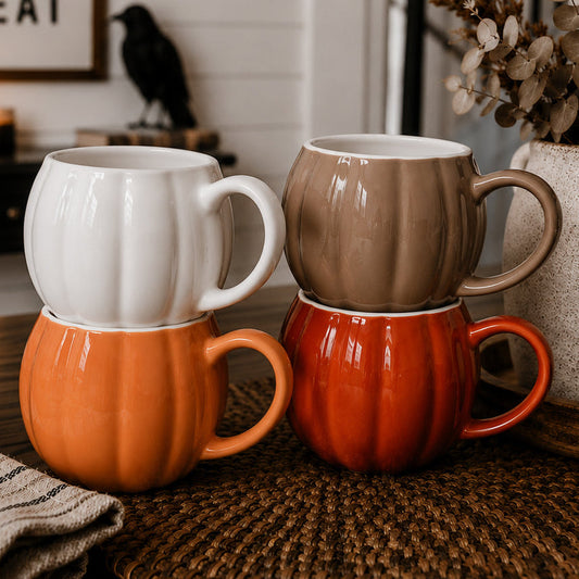 Pumpkin-Shaped Ceramic Coffee Mug – 16.8 oz